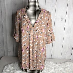 Ann Taylor Hi-Lo Blouse with Ruffles on Sleeves XS